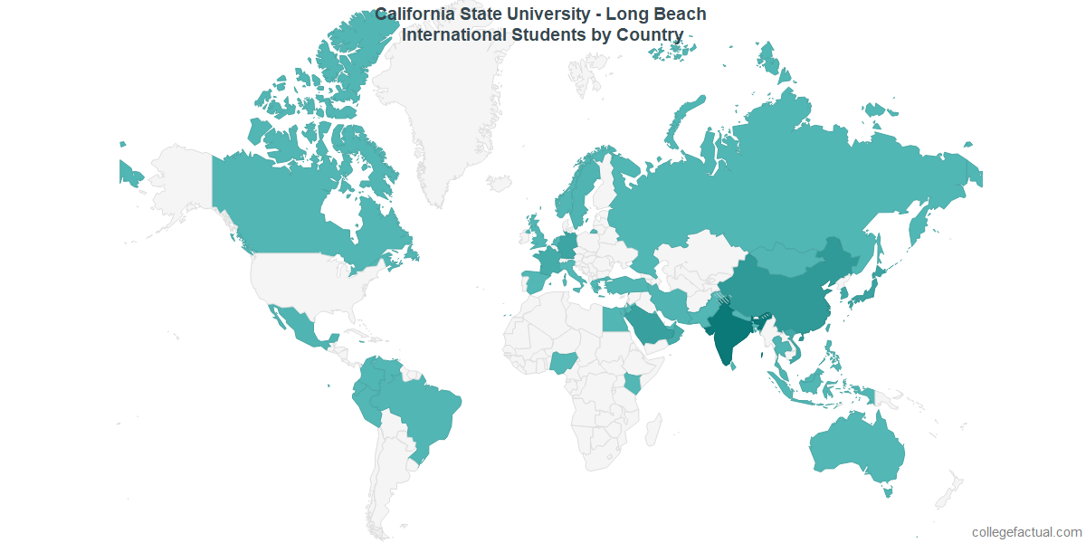 International students by Country attending California State University - Long Beach