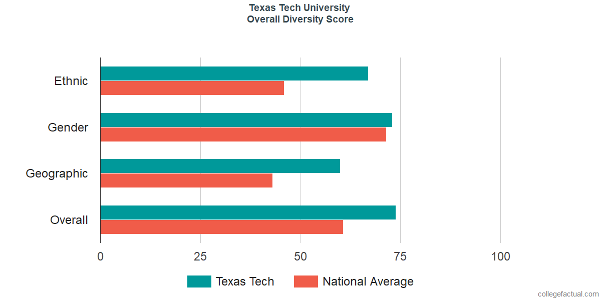 Texas Tech Ethnic Diversity Pie Chart